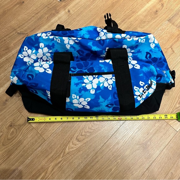 LL BEAN Adventure Duffle Bag Blue Hibiscus Medium 35L Used, Very Good - Picture 9 of 13